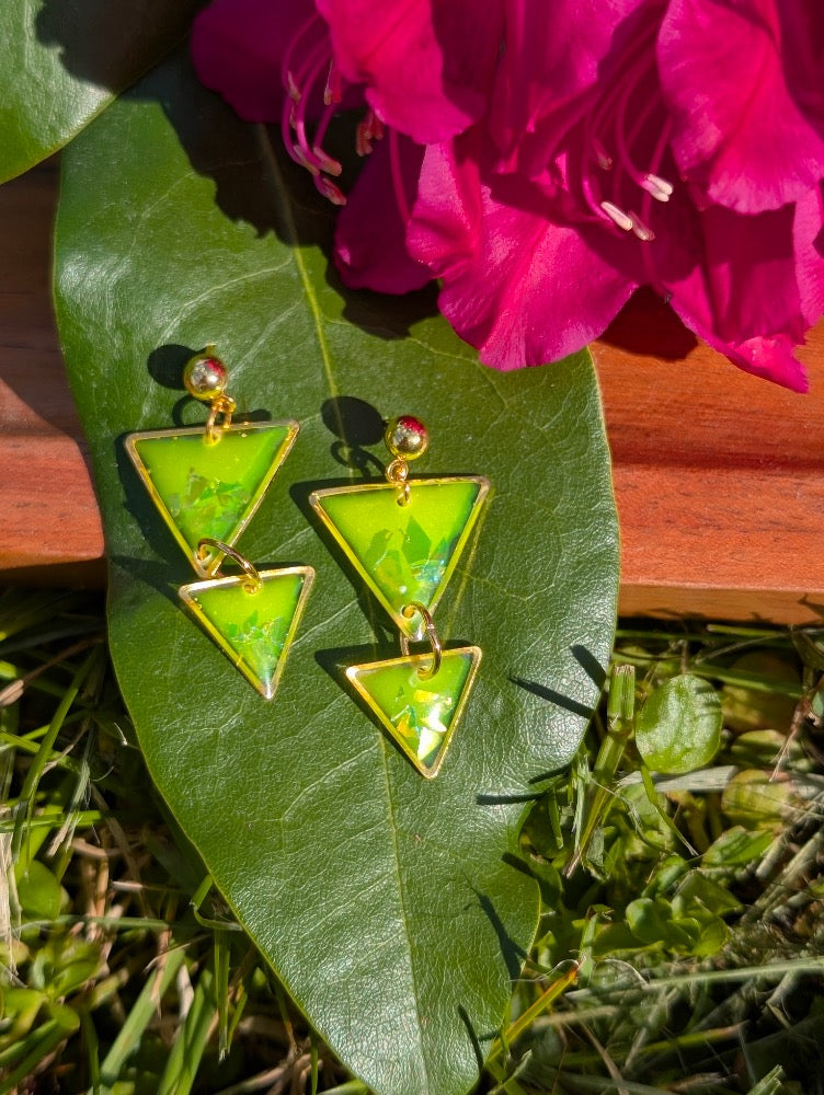 Fluorescent Triangle Drop Earrings