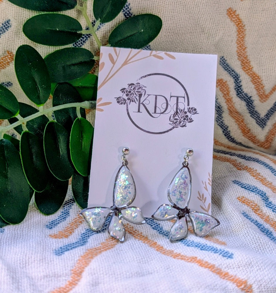 Shimmery Silver Butterfly Earrings