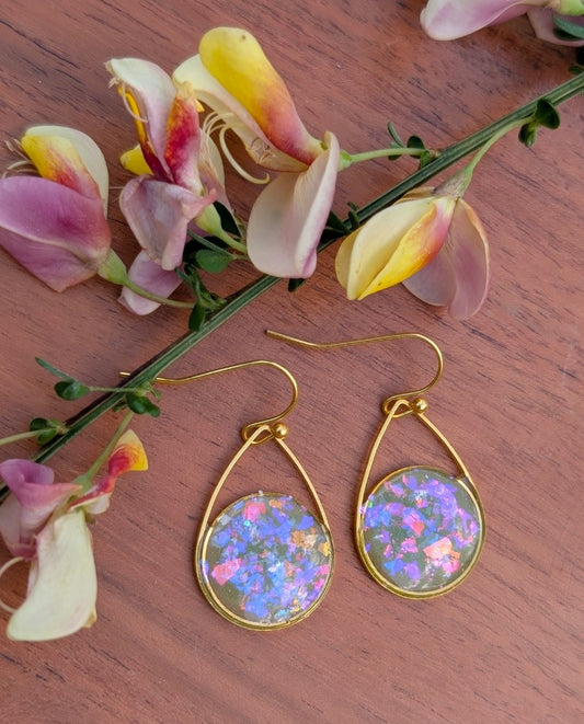 Gold Light Green Opalesque Dangles
