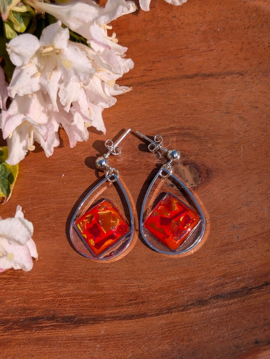 Fluorescent Shine Silver Drop Earrings