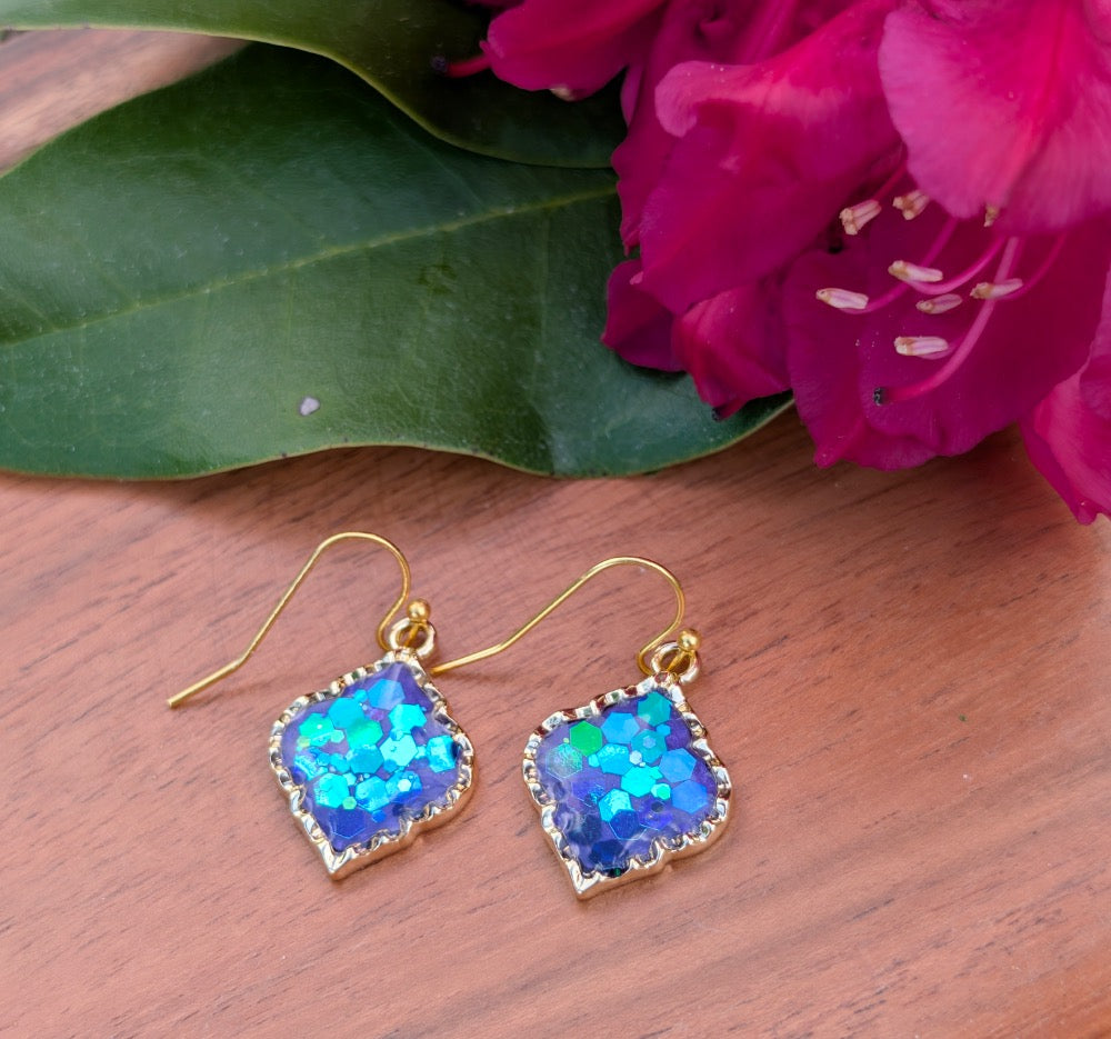 Blue Iridescent Earrings