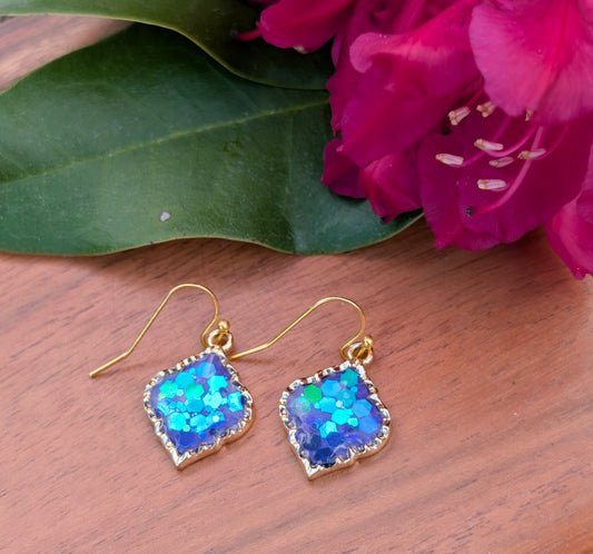 Blue Iridescent Earrings