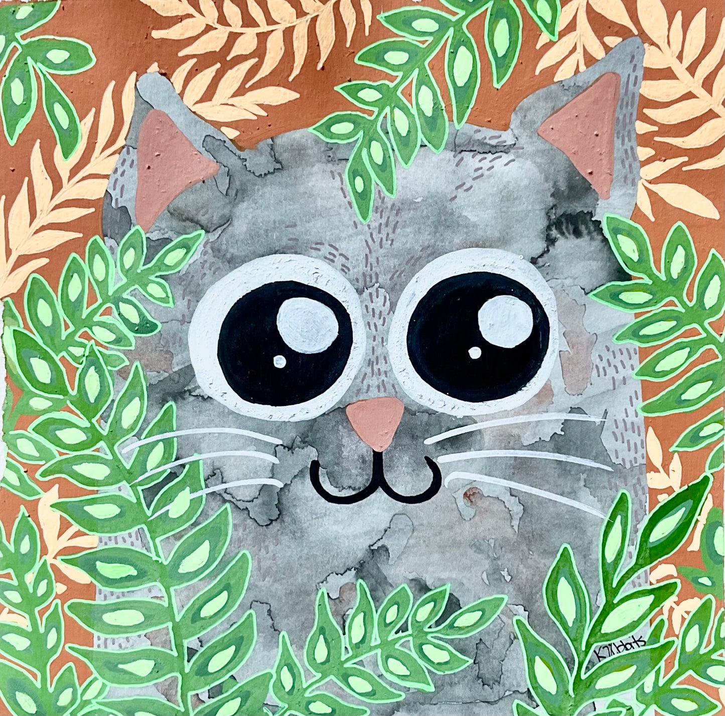 Botanical Meow Original Artwork