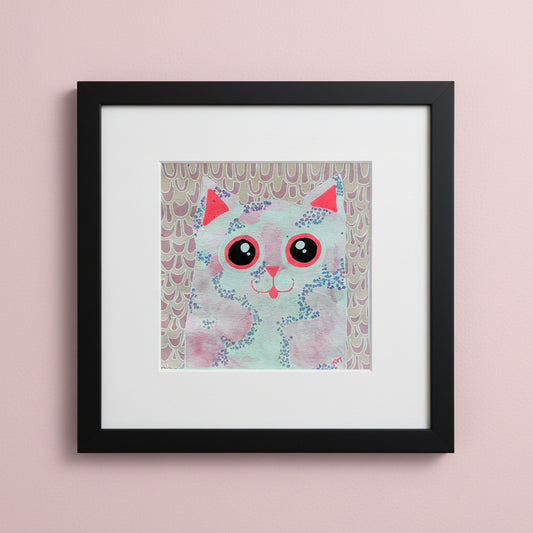 Powder Pink Meow Original Artwork