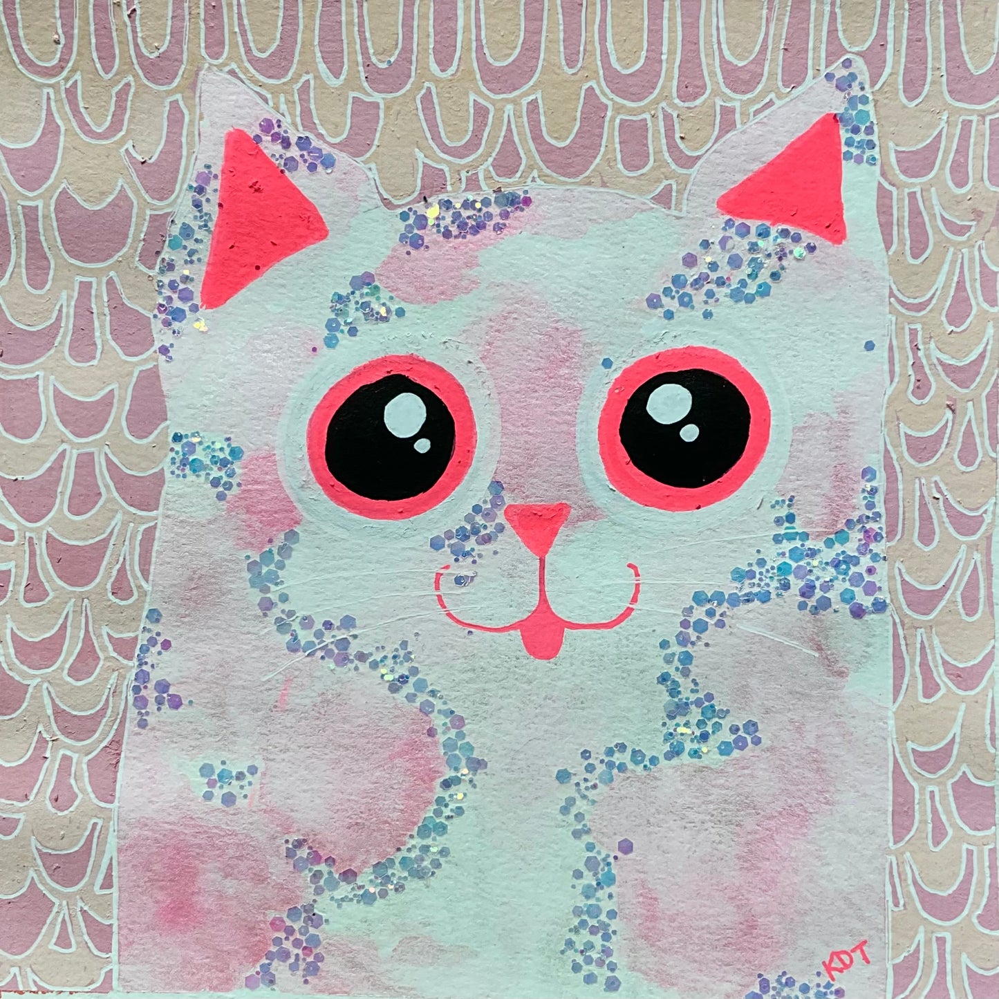 Powder Pink Meow Original Artwork