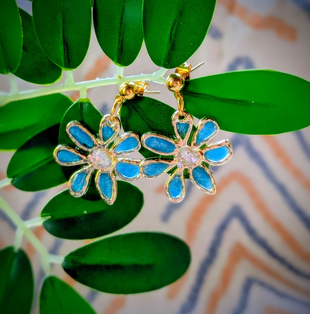 Blue Floral Studs