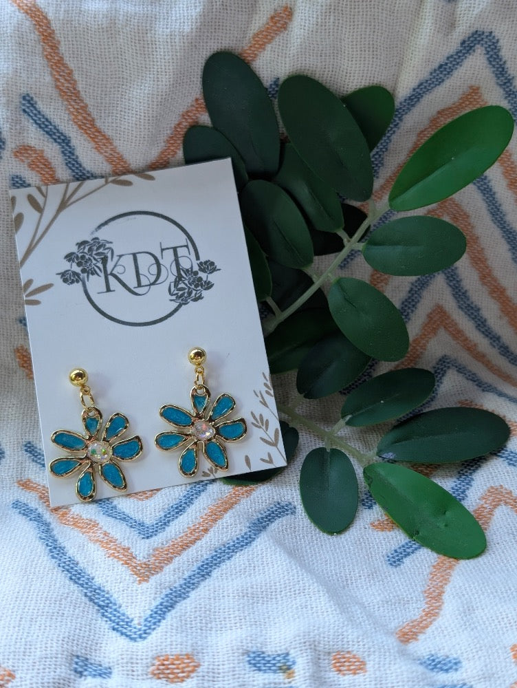 Blue Floral Studs