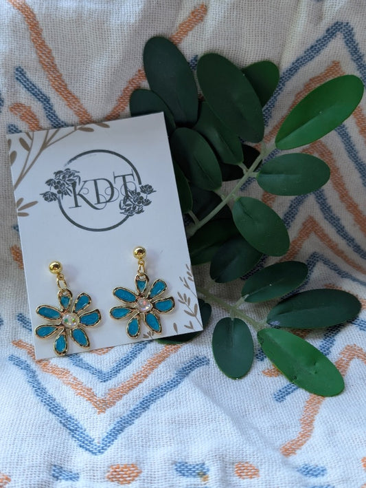 Blue Floral Studs